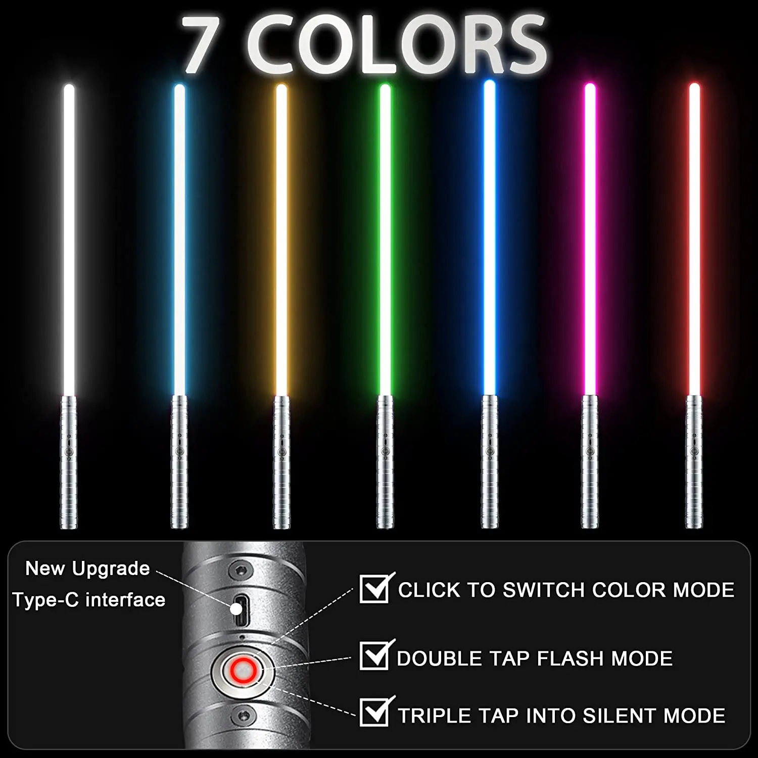 Hot sale 80cm rgb 7 colors metal laser sword  RGB Lightsaber Dueling Lightsaber 7 Color Changing Lightsaber for Adults and Kids