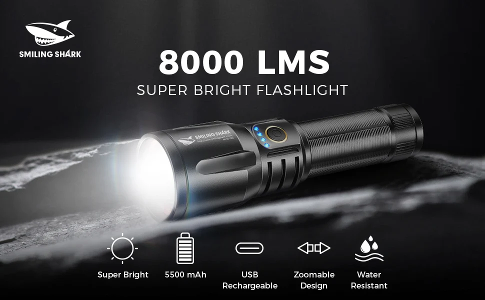 Customized Multifunctional Highpower Camping LED Spotlight with Remote Control Power Display & Retractable Emergency Flashlight
