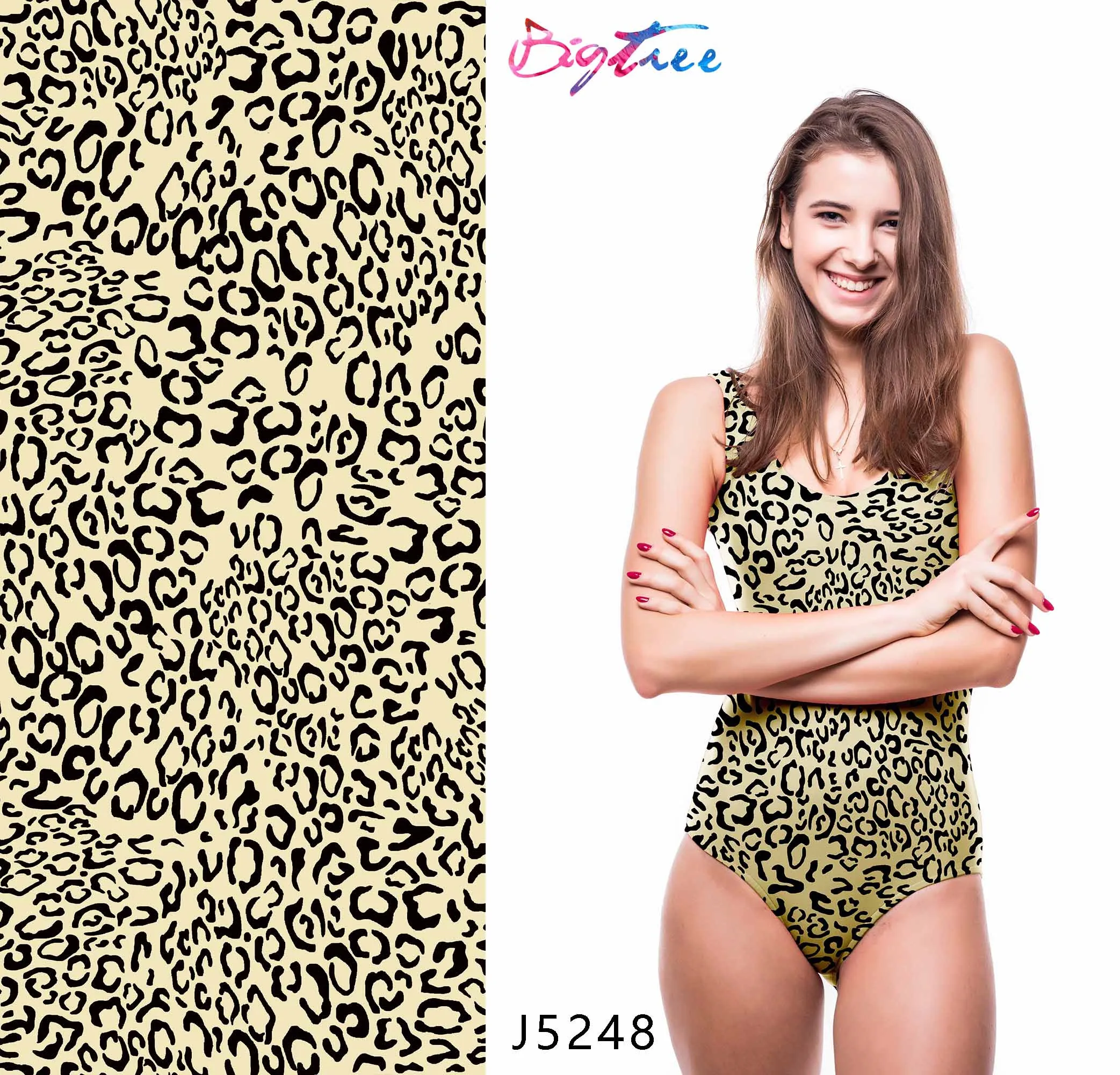 
hot selling wholesale digital printed leopard bikinis swimwear fabric knitted 87% polyester 13%Spandex fabric 