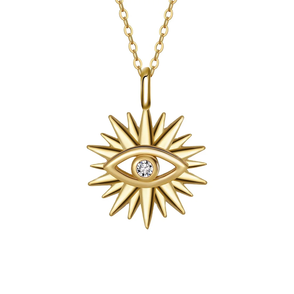 RINNTIN APN40 Evil Eye Necklace For Women Gold Turkish Eye Pendant Necklaces Vintage Lucky 925 Sterling Silver Jewelry Couple