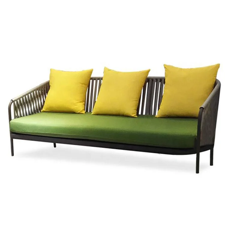 modern furniture woven rattan sofa outdoor dining chair simple  leisure reception three-seat sofa aluminum frame