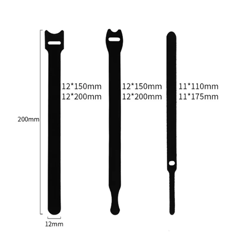 Customizable Size Self-Adhesive Cable Ties Adjustable Hook and Loop Fastening Cord Fastener with Printed Logo for Accessories