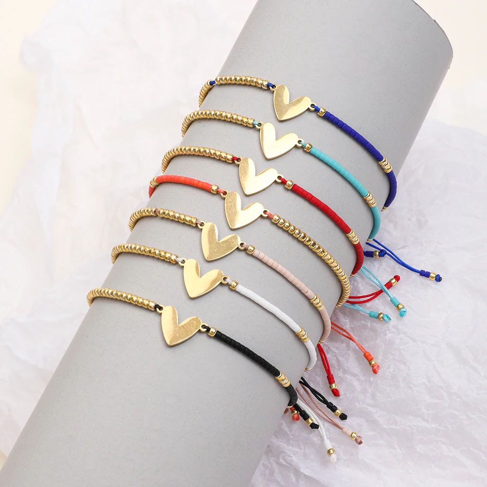 New Classic Heart Bracelet Women Simple Miyuki Seed Beads Colorful Rope Bracelets For Women Jewelry Gift