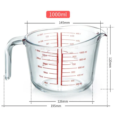 Microwave safe borosilicate glass measuring cups