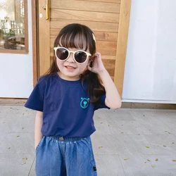 Bulk wholesale cheap kids wear bear short sleeve front and back printed baby casual shirts