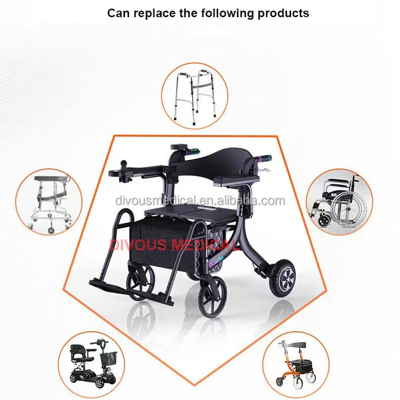 High quality Foldable Electric Rollators With Seat  Wheelchair Motorized Power Wheelchairs for elderly people Four-wheeled Mobil