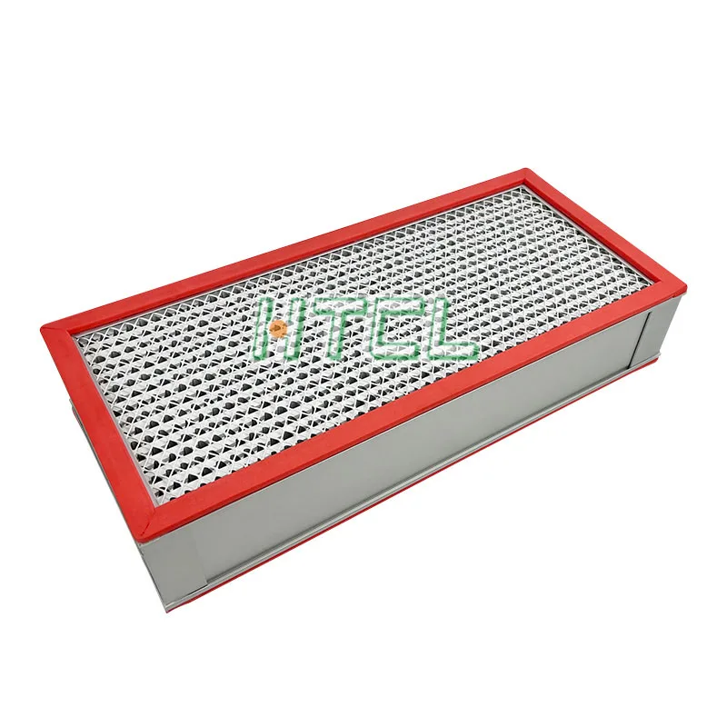 Synthetic Fiber Aluminum High Temperature Deep Pleat HEPA Filter With Partition With Red Seal Ring Heat Resistance Air Filter