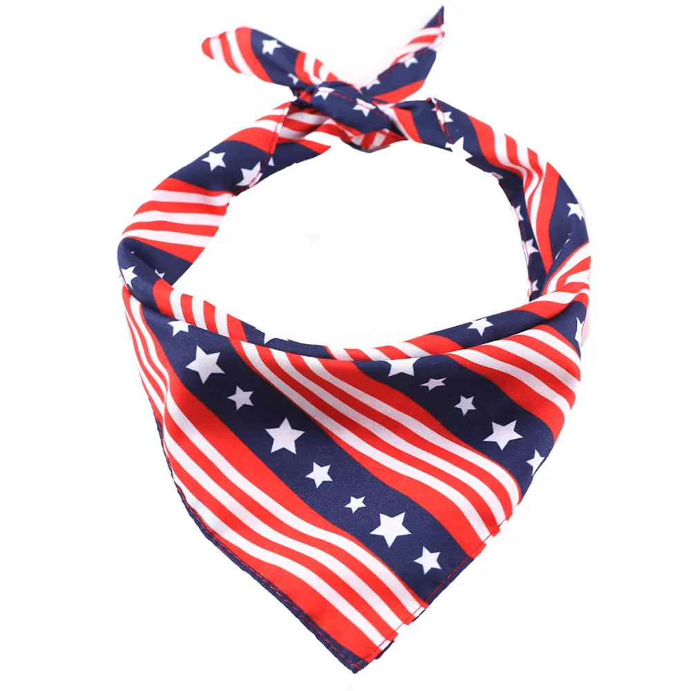 2024 New Independence Day American Flag Printed Pet Dog Triangle Scarf 4th Of July Patriotic Pet Bandana Saliva Towel