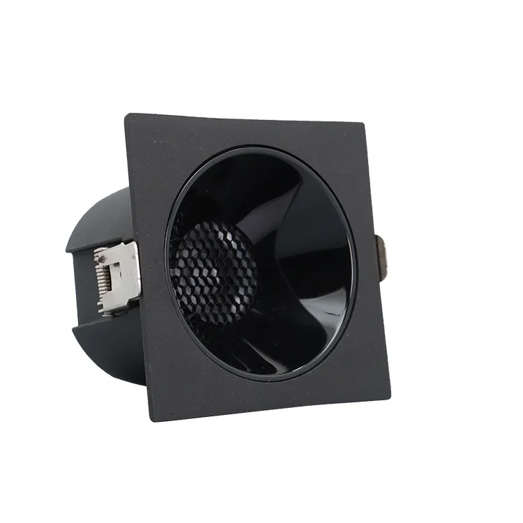Commercial Decoration Hotel Exhibition Museum Recessed 5w 7w Aluminum Black Square Cob Mini Led Downlight
