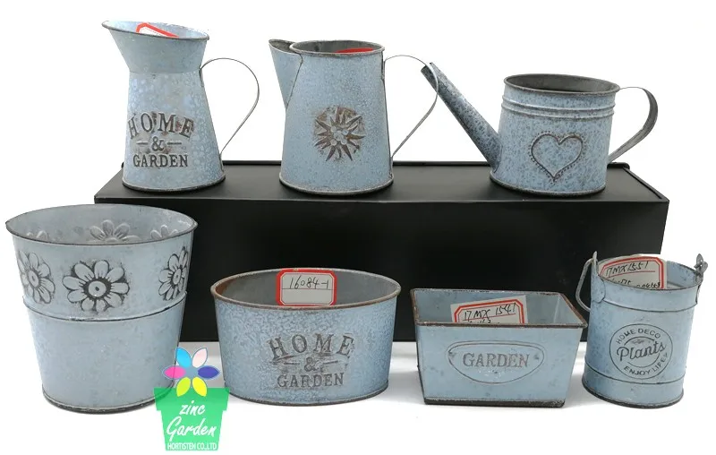 Fashion bright color flower pot galvanized metal pail for garden use