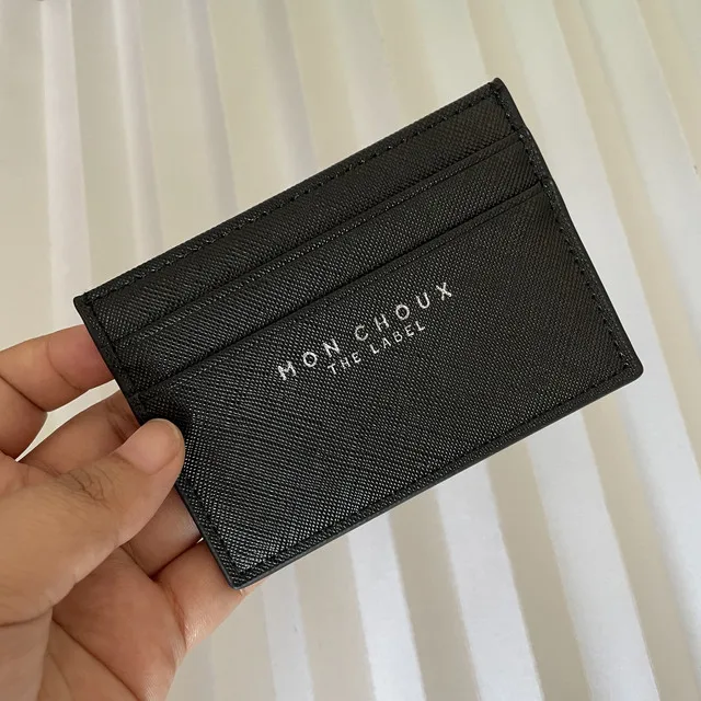 Hot sale mini card holder wallet saffiano Pu leather business custom RFID credit card Holder wholesale