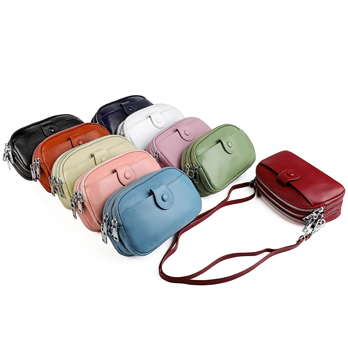 High Quality Luxury Fashion Messenger Bag a Layer of Leather Wallet Women Purses and Handbags