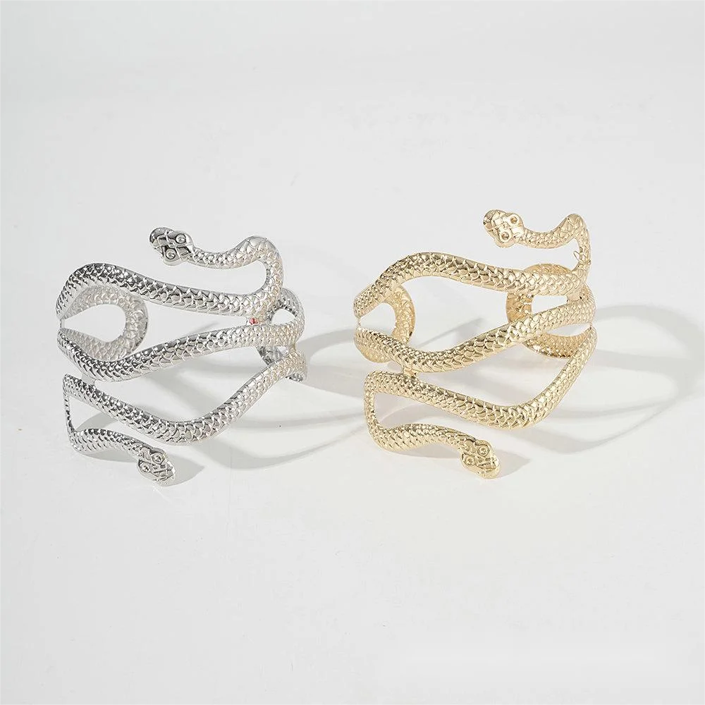 New Arrival Charm Gold Plated 925 Sterling Silver Bracelet Double Head Snakes Bangles