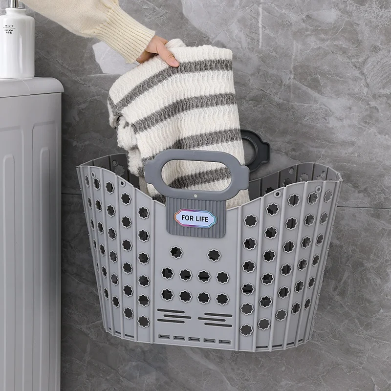 Bathroom Plastic Baby Cloth Separate Compartments Storage Hamper Dirty Laundry Basket with Handle for Clothes