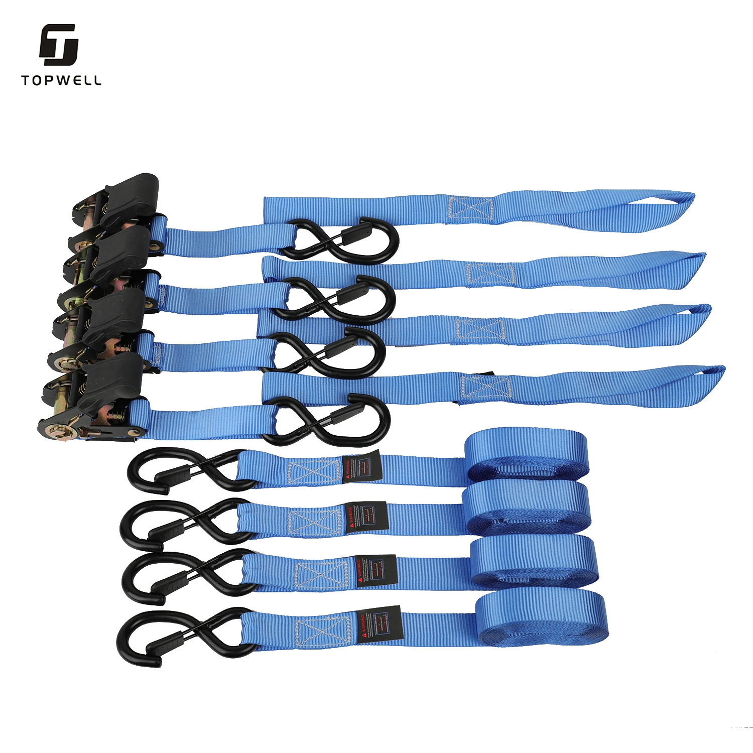 Заводской производитель TOPWELL, грузовые ремни, Храповые ремни, закрепляющие ремни с металлическими S-образными крючками с пластиковым покрытием