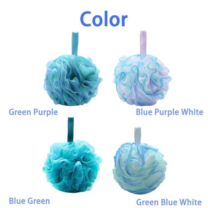 Hot Sale All Natural 30G~75G Custom Large Loofah Bath Sponge Body Scrubber Mesh Shower Pouf Bath Ball Sponge for Exfoliating