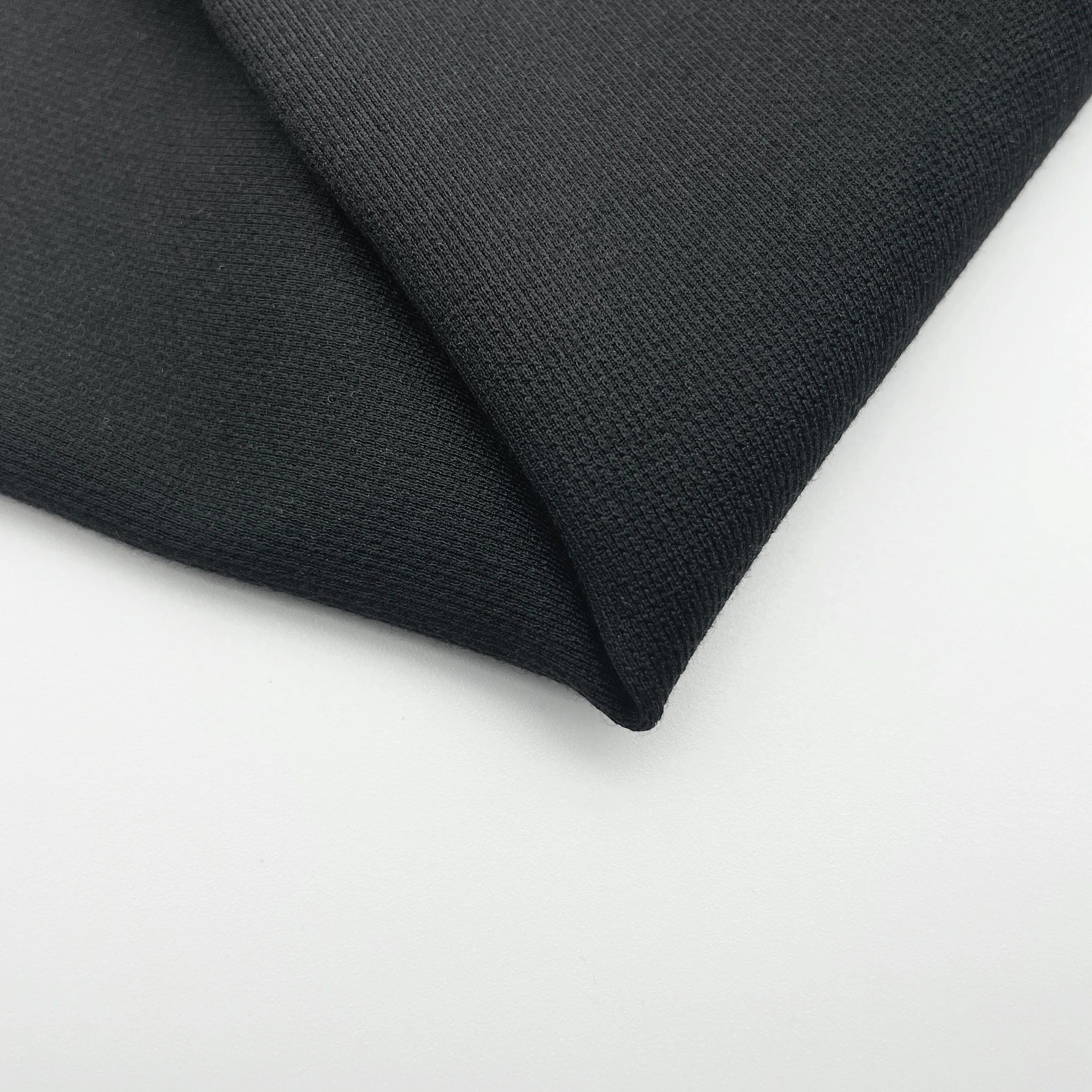 Quality Assurance Knitting Nr Fabric Solid Black Wrinkle-Resistant And Anti-Static Double Face Fabric For Suit Pant