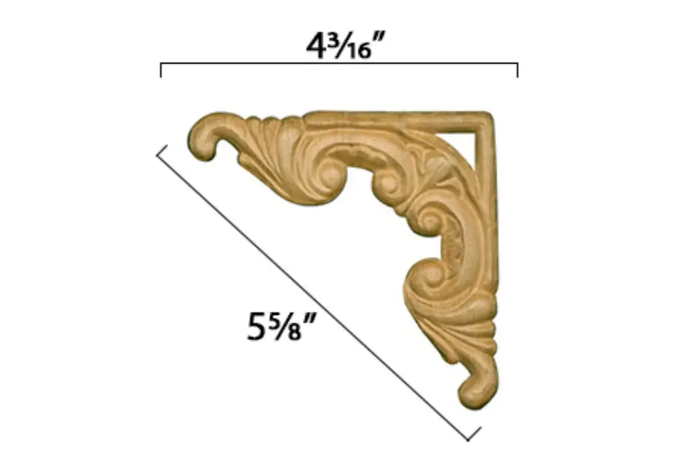 Customized Solid Wood Appliques Onlays Wood Carved Corner Applique Decorative Wood Applique