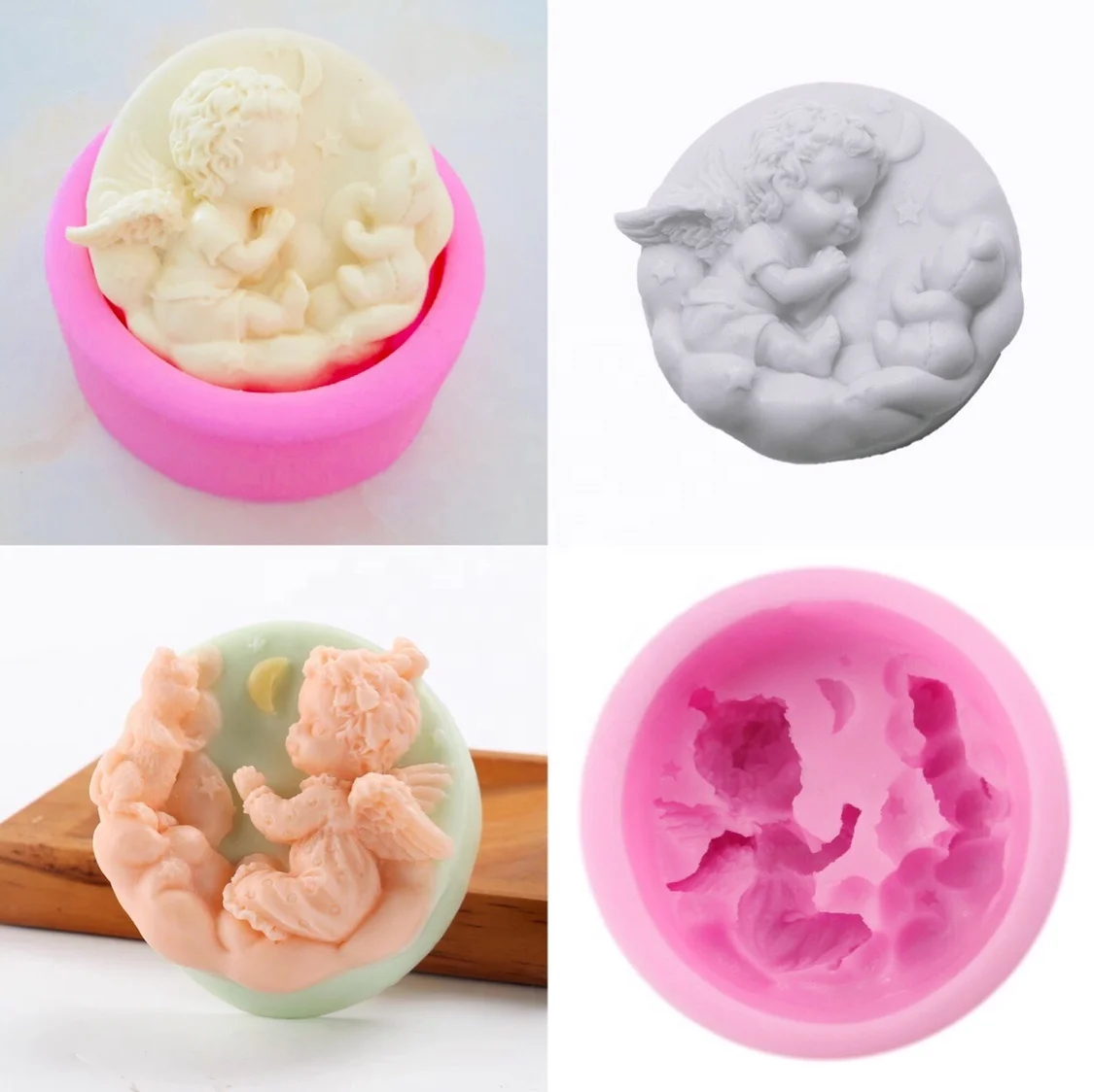Little Angel Handmade Soap Mold Bear Boy Angel Raccoon Girl Soap Milk Soap Silicone Mold Custom