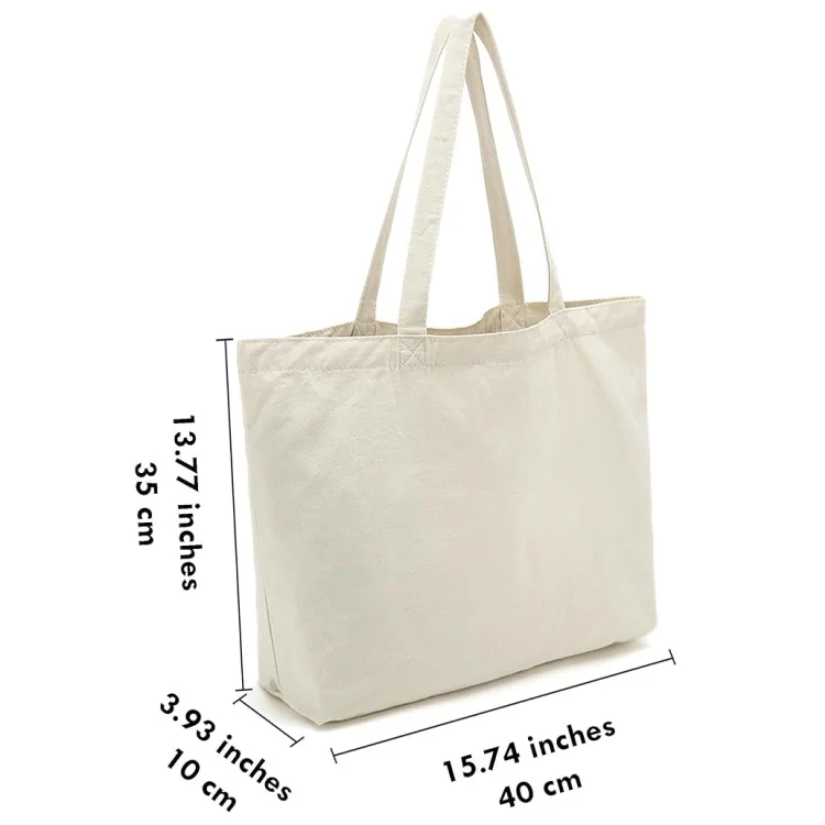 Custom Logo Canvas Grocery Bag Canvas Shopper Oversized Canvas Bag Large Weekender Cotton Tote Bag With handle