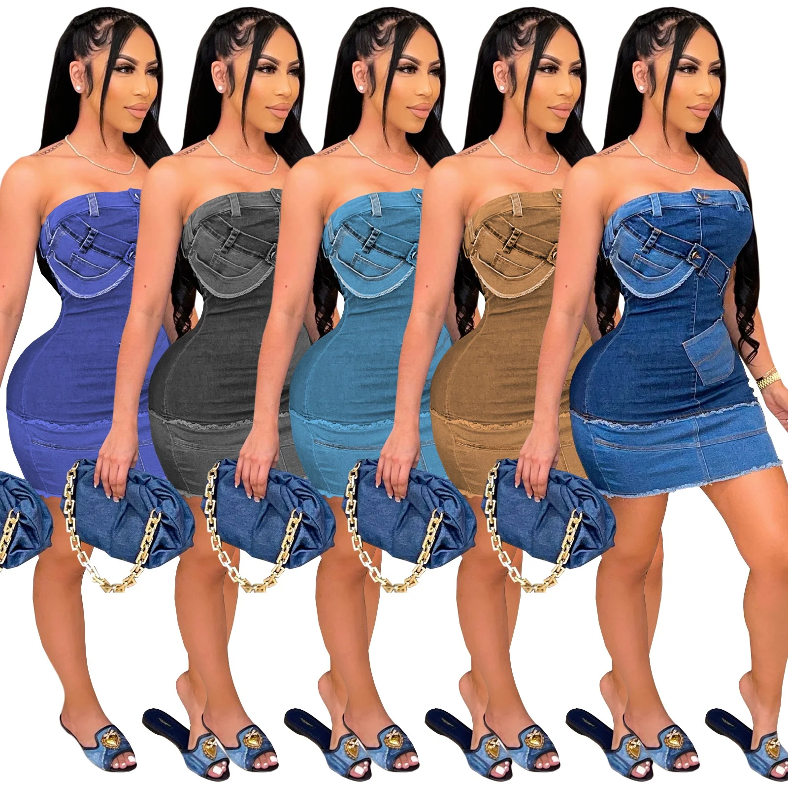 
new sleeveless ladies jeans denim dress women womens dresses 