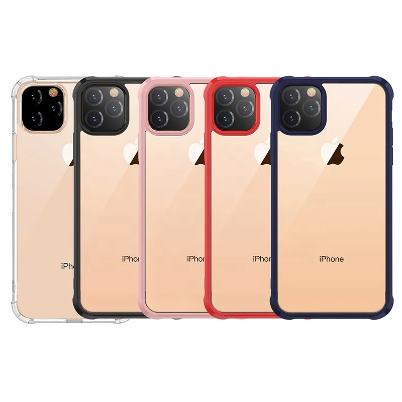 
2019 acrylic crystal transparent tpu acrylic shockproof phone case for iphone 11 pro max 