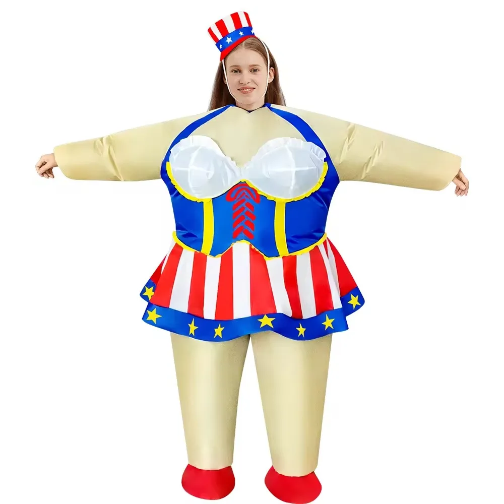 Wholesale Unisex Funny Inflatable Clown Costume Adult Circus Joker Suit for Parties Hand-Drawn Printing for Cosplay