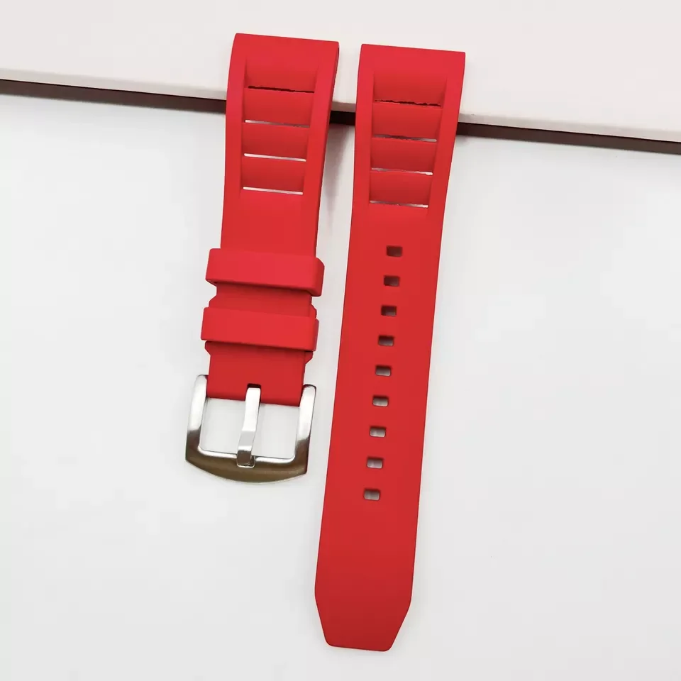 20mm 22mm Waterproof FKM Fluorine Rubber Watch Strap Quick Release Silicone Watch Band  For Deep Sea Watches