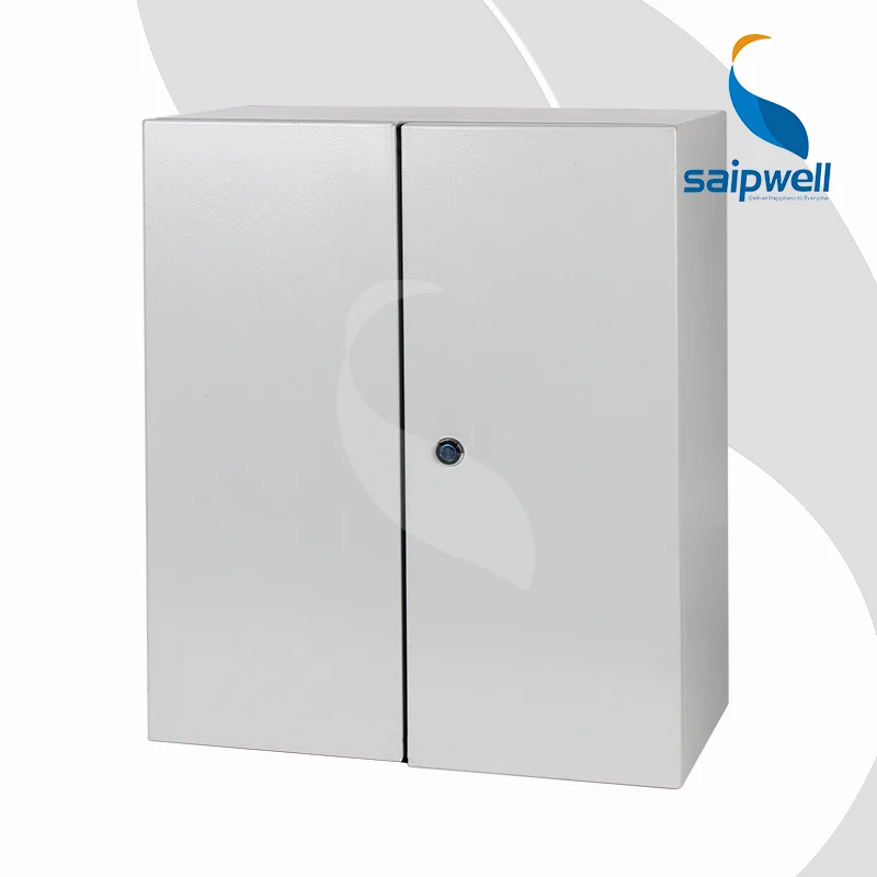 Saip/Saipwell IP65/IP66 Double Door Gray Color Painting Vertical Standing Floor Cabinet Meter Cabinet Control Cabinet