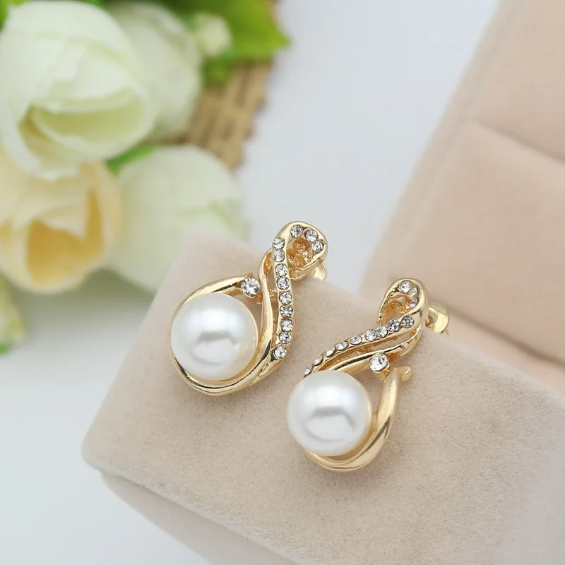 wholesale cheap charm bridal crystal pearl necklace earring jewelry set