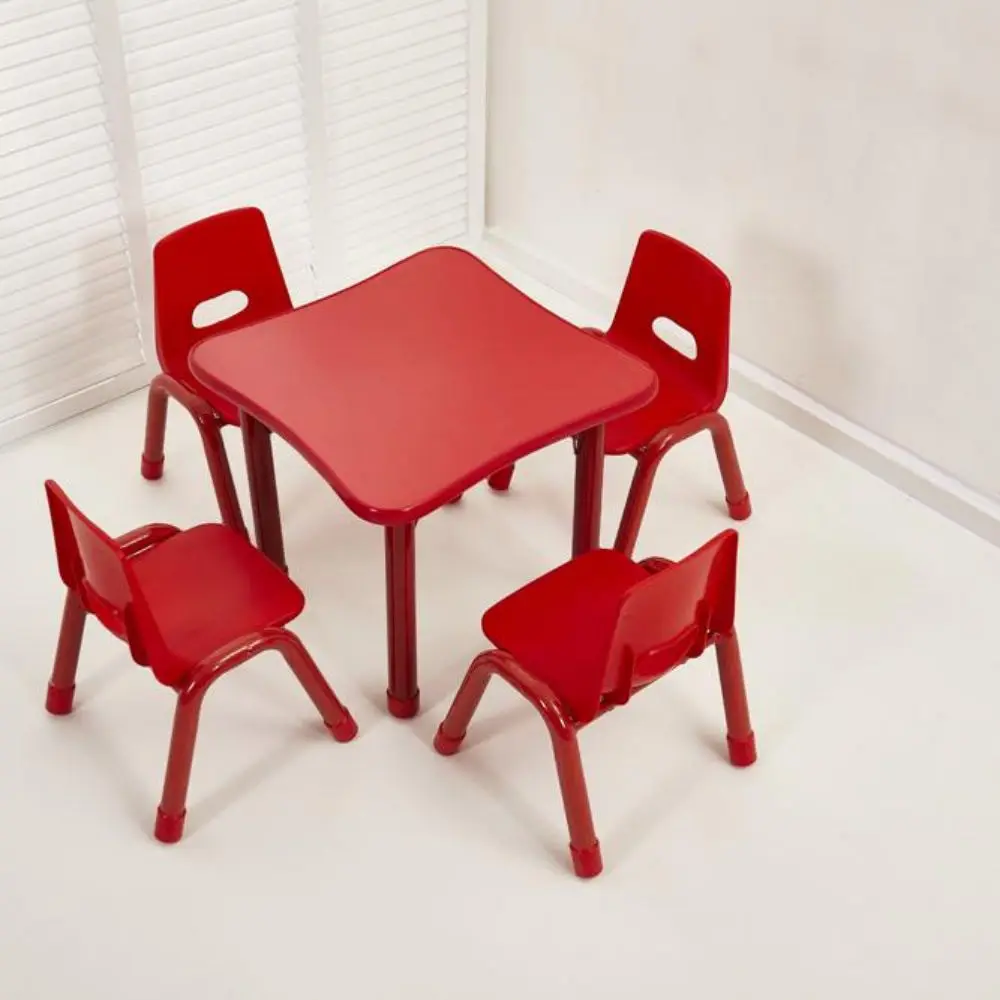 Colorful Kids Study Plastic Rectangular Table and Chair Set for Kindergarten Furniture