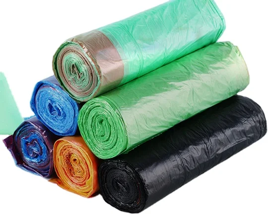 Disposable hotel thickened black flat mouth even roll garbage bags disposable bag big plastic bag
