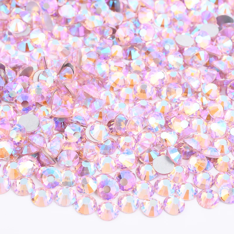 High Quality Light Rose AB Flat Back Glass Stone Non Hotfix Crystal Strass Glass Crystal Rhinestone for Nail Art Decoration
