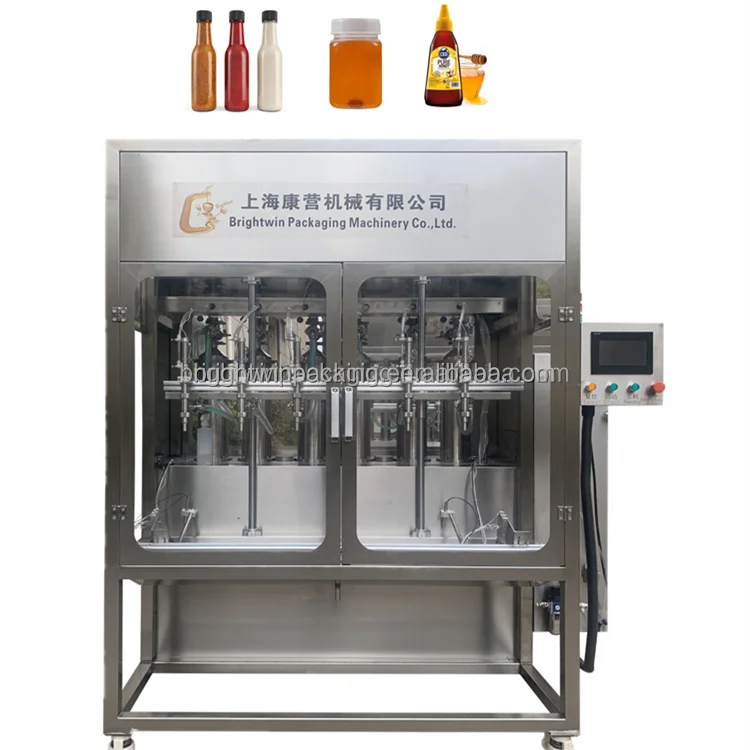 BRIGHTWIN hot chocolate honey cream juice sauce jam filler paste filling machine piston filler with heating hopper