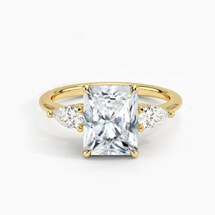 SGARIT Silver Jewelry 3 Stone Ring 1CT VVS Moissanite 925 Silver Wedding Engagement Ring GRA Gold Plated Moissanite Ring