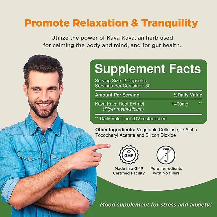 Best SupplementBrain Support Stress Relaxation Sleep Support and Brain Fog - Brain Health Supplement Kava Extract Capsule