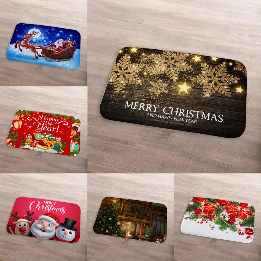 2022 Cheap Blank Doormat Santa Claus 40X60 Cm Polyester Absorbent Rug Carpet Christmas Bell Mats Floor
