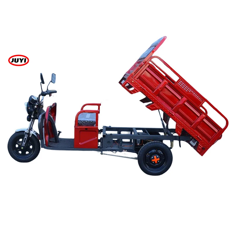 China Customized Three Wheel Electric Tricycle Adult Cargo self loader farm load motorized tricycles with tipper feature
