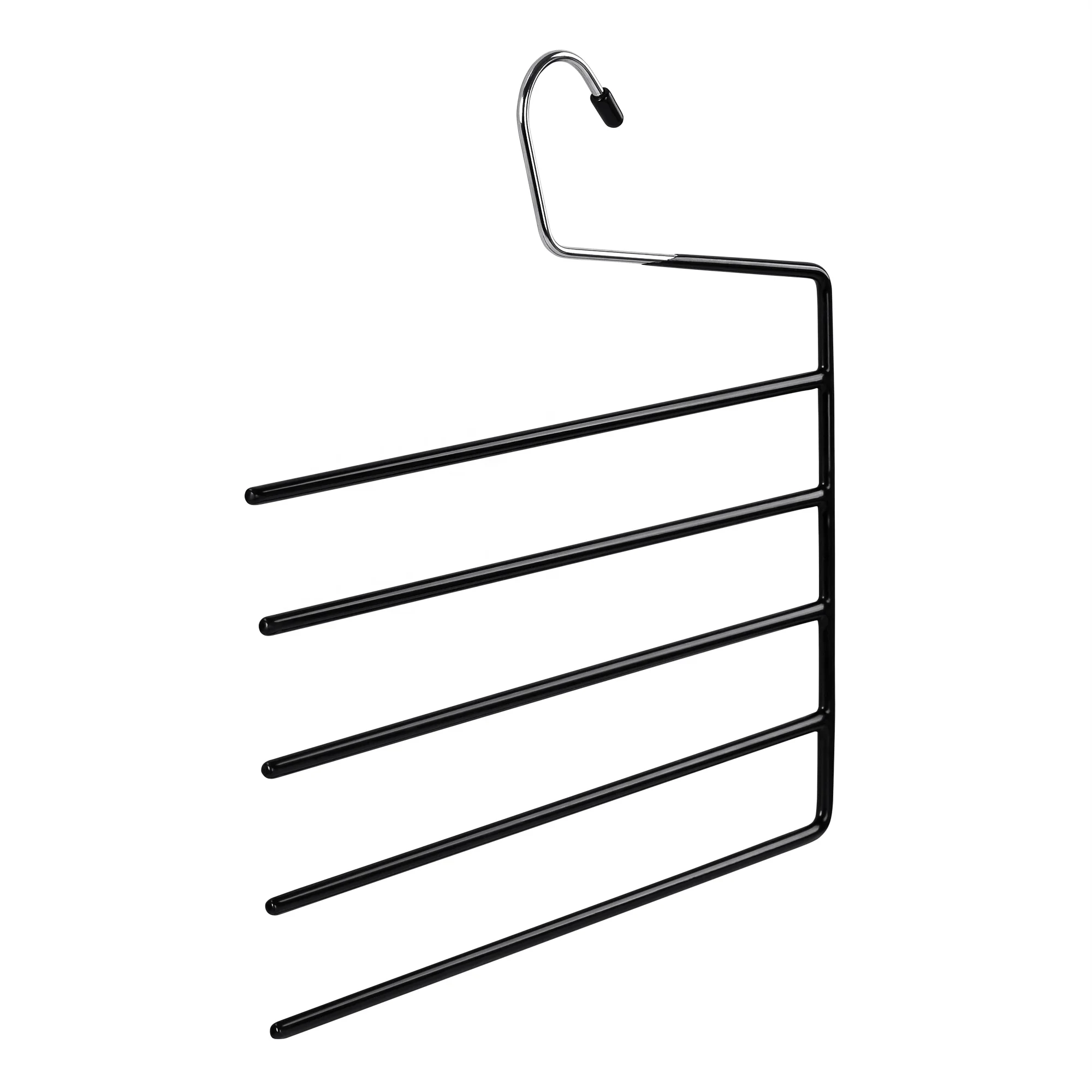 Wholesale Non Slip 5 Tier Open-Ended Cloth Pants Hanger Closet Storage Organizer Saving Space Metal 4 Pack Pants Hanger