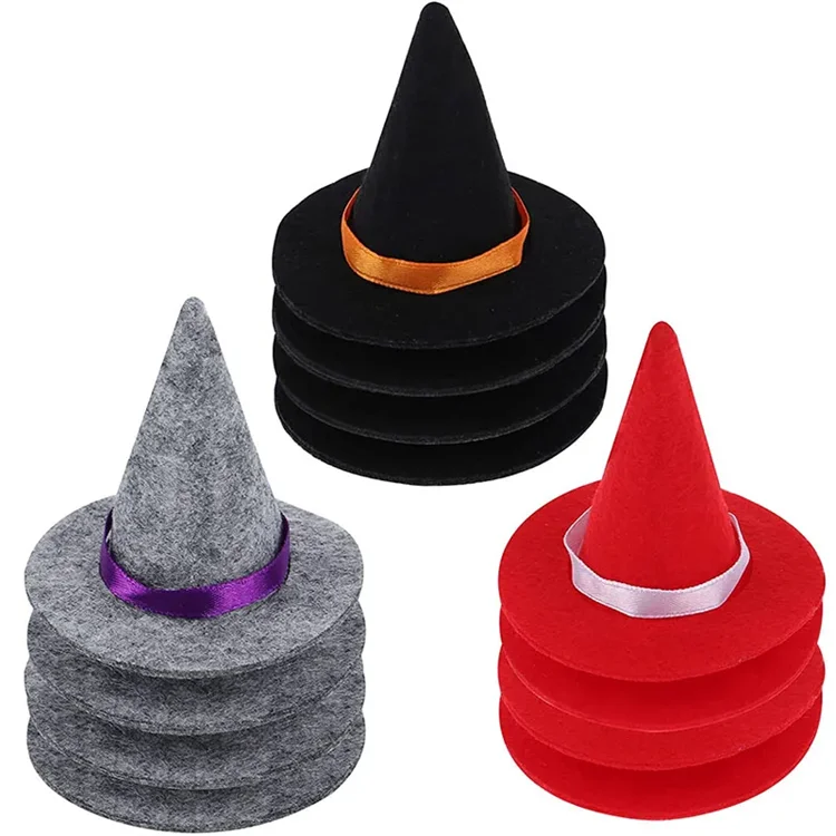 whole sale factory price wine Ornament Hat Witch Hat felt hat for party