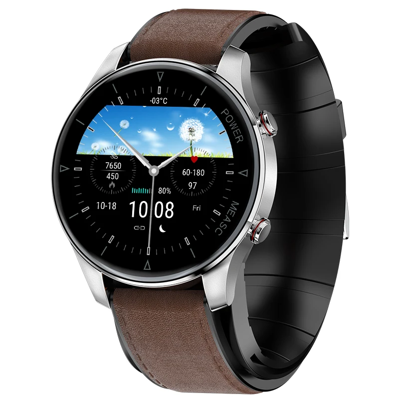 Zinc Alloy Vacuum Plating IP65 Waterproof SmartWatch TPU/Leather strap 4.2 BT IPS Full Touch HD Screen Smart Watch