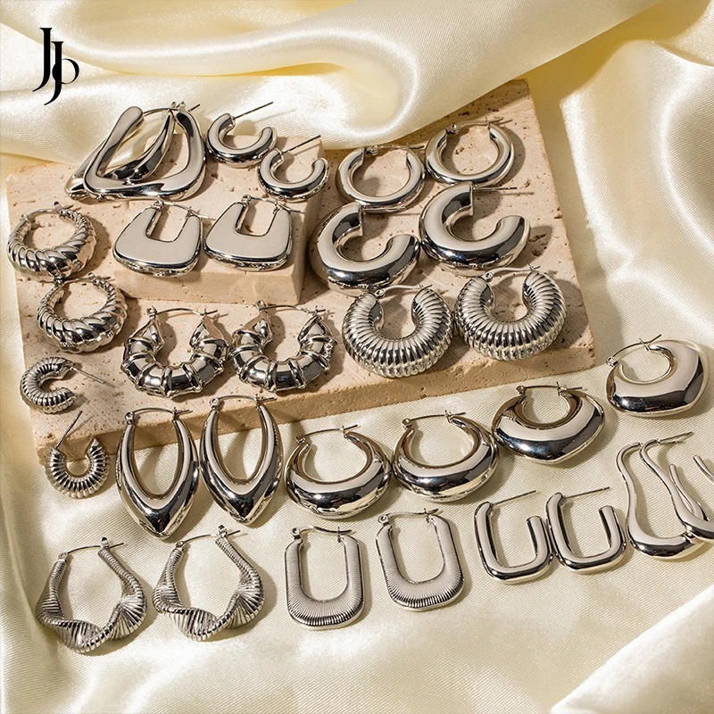 JOJO Fashion 2023 Geometric C 316l Stainless Steel Earrings Chunky Hollowed stainless steel earrings for women jewelry