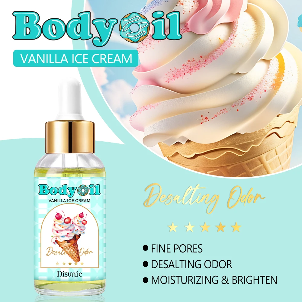 Disunie Wholesale Vanilla Ice Cream Body Organic Essential Oils Skin Brightening Moisturizing Perfume Fragrances Body Oil