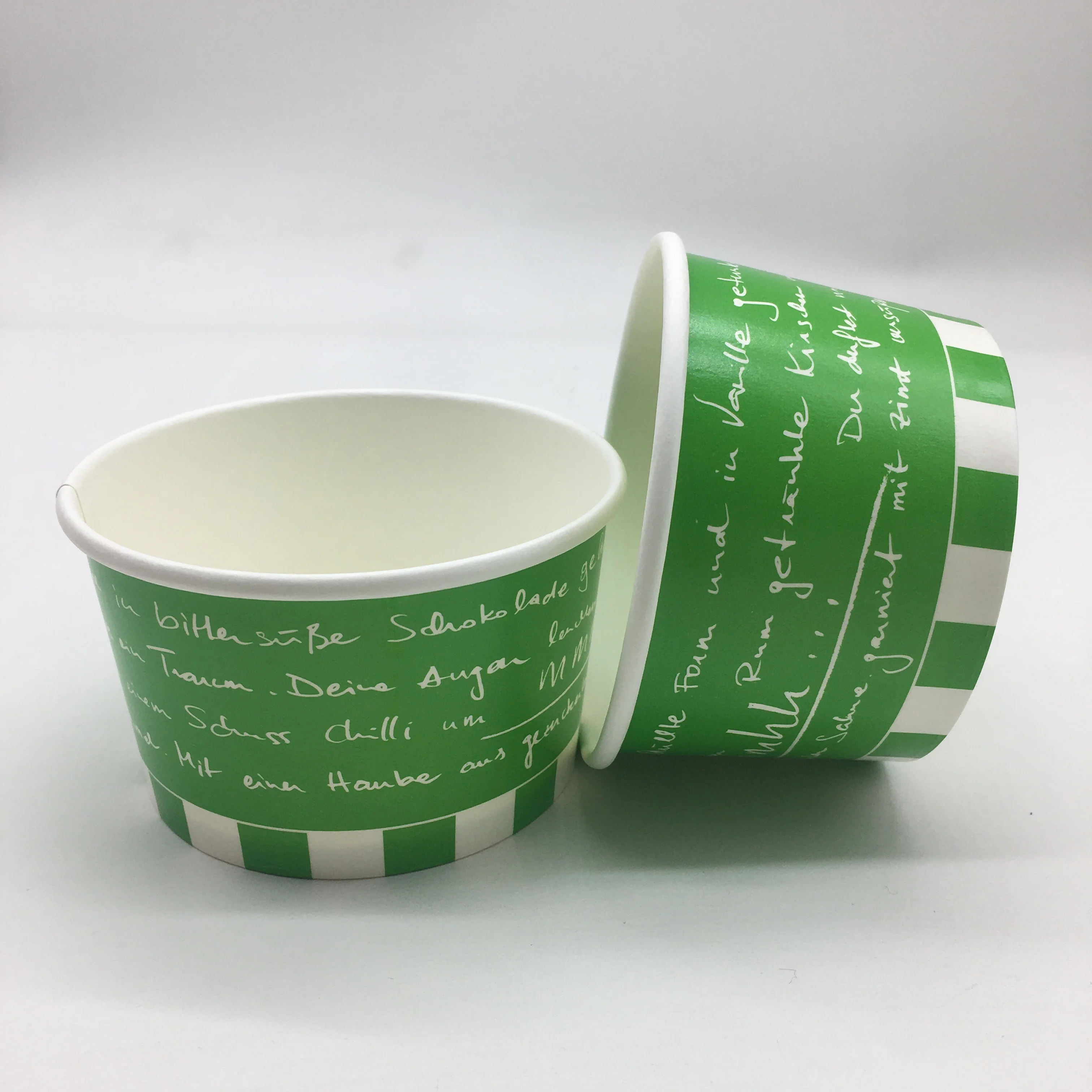Custom Logo Printed Ice Cream Cup Frozen Yogurt Gelato Bowls  Disposable Single Wall Paper Cup With Lid And Spoon