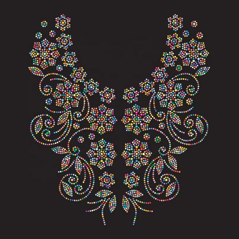 New arrival necklace ready design blue flower hotfix rhinestone cheer bows rhinestone transfer