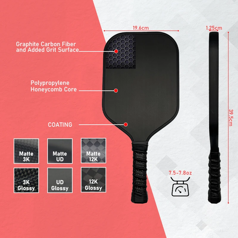 Изготовленный на заказ 3K Углеродное волокно графит лопатка для пиклбола одобренная usпа летучая мышь