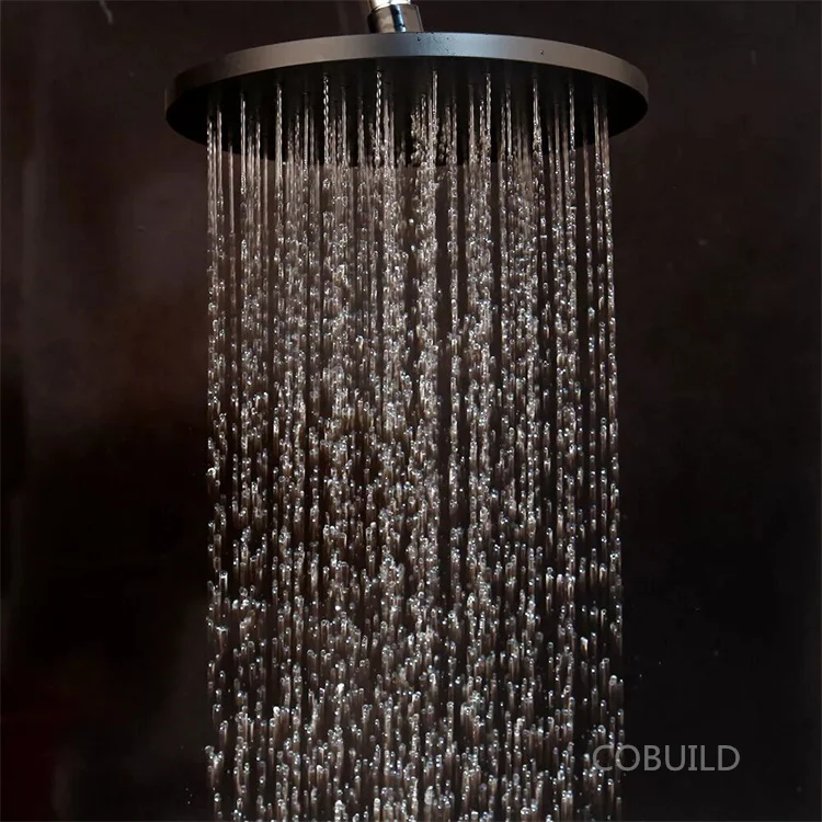 10 Inch Ceiling Mounted Shower Set Wall Mounted Hot and Cold Water Black Shower Mixer