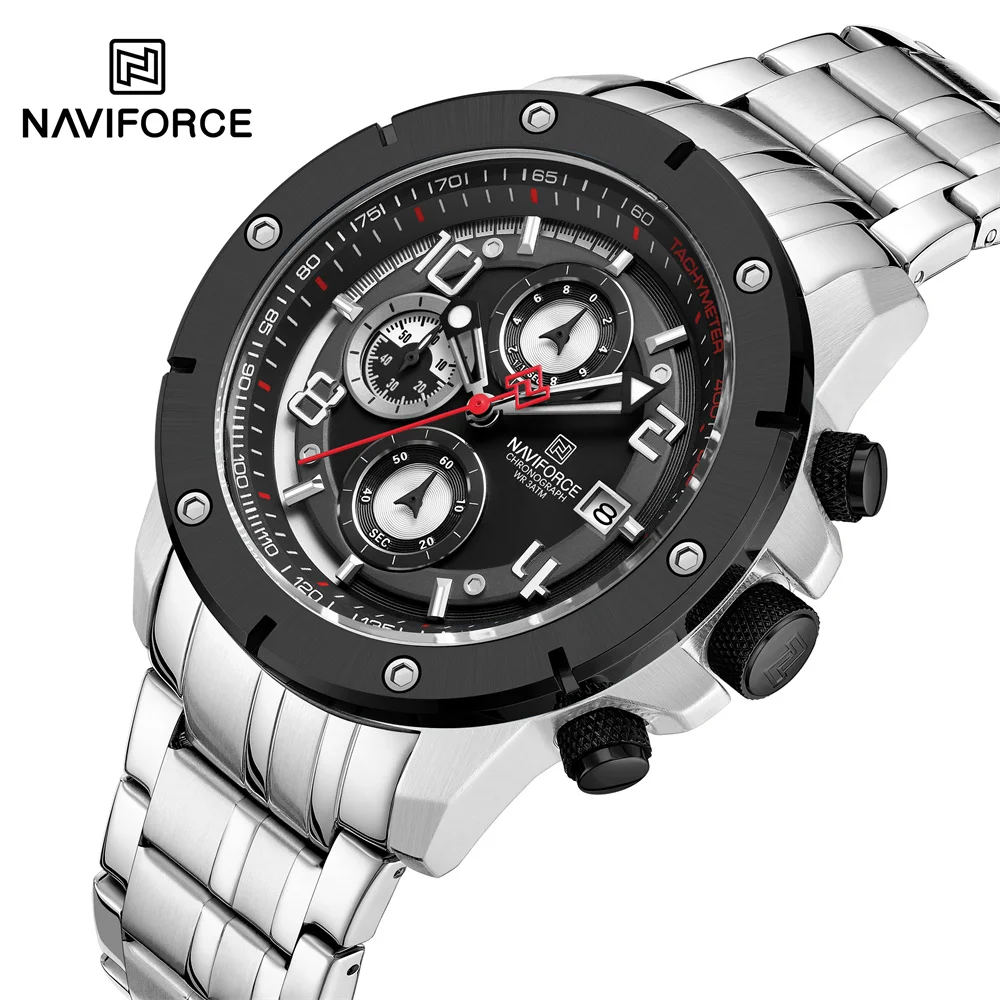 NAVIFORCE 8056 SBS Factory Luxury Quartz Watch For Men Chronograph Luminous Hands Wrist Watch Small Three Needle Custom Clock