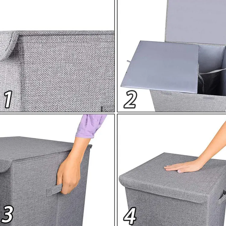 Free Sample Wholesale Removable divider Bag Design Collapsible Oxford Laundry Basket Foldable With lid