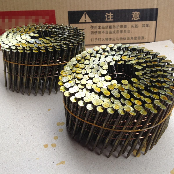yellow color coil nails  coil nail cnw 2.3 * 50mm 1 1/2 inch coil roofing nails